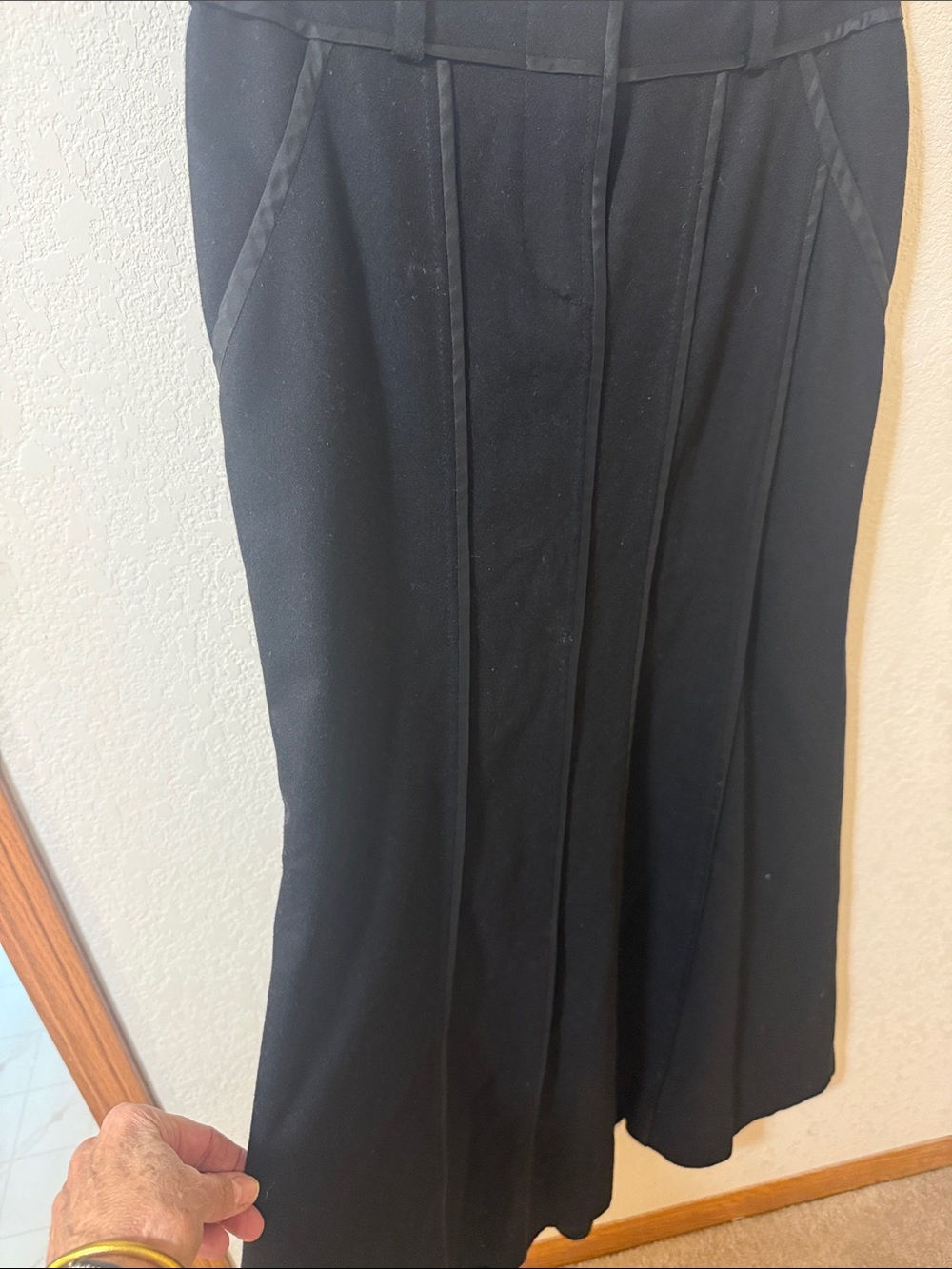 DKNY Black Maxi Skirt with Vertical Paneling
